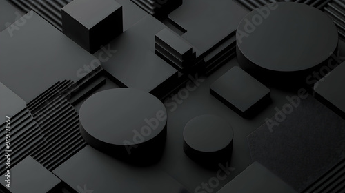 Simple 3D dark background with clean shapes illustation
