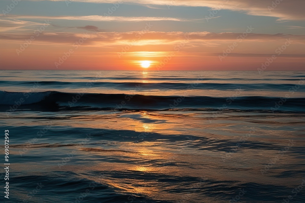 Serene Sunset Reflections on Shimmering Ocean Waves Serene Sunset Reflections on Shimmering Ocean Waves