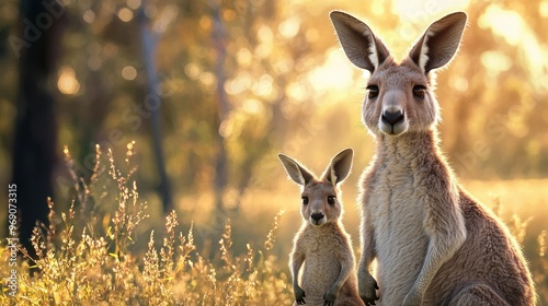 Kangaroo Family in the Australian Outback