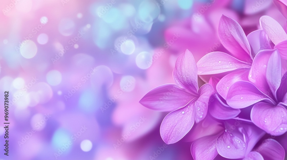 A close up of a bunch of purple flowers with water droplets, AI A close up of a bunch of purple flowers with water droplets, AI