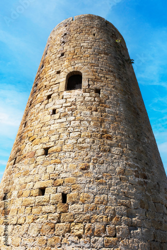 Begur Castle detail. Mediaeval architecture in Catalonia, Spain. photo