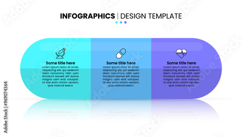 Infographic template. Pill with 3 steps and icons