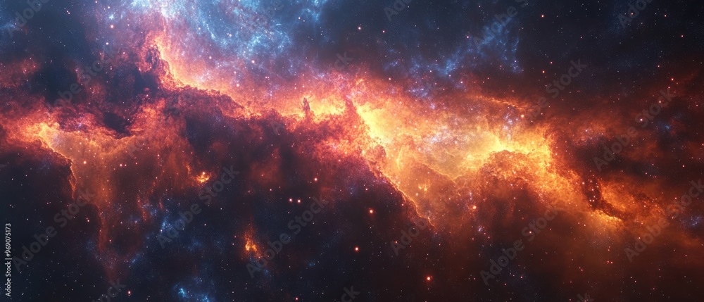 Obraz premium Cosmic Nebula with Stars and Glowing Gas Clouds