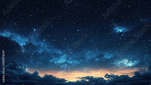starry sky with clouds and stars in the night sky