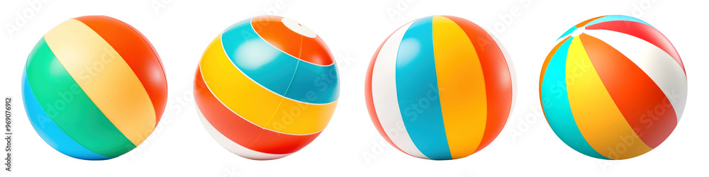 Colorful beach ball png cut out element set Colorful beach ball png cut out element set