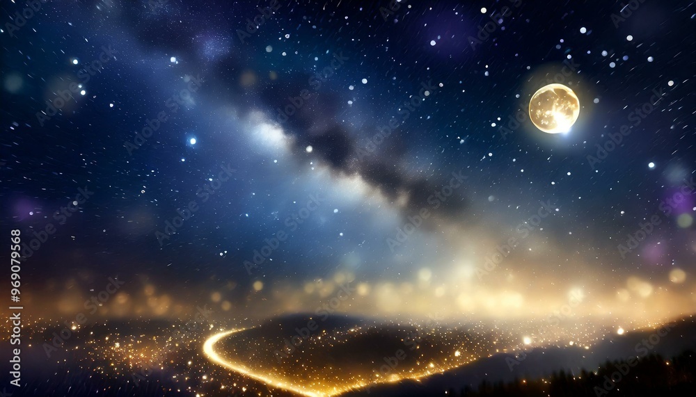 Dark night with moon and stars view