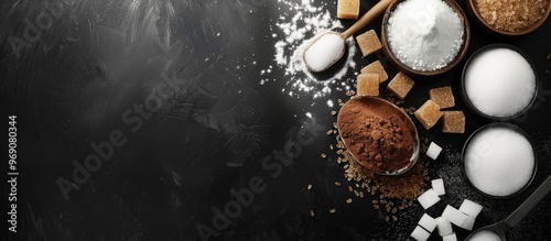 Brown and white sugar in bo...