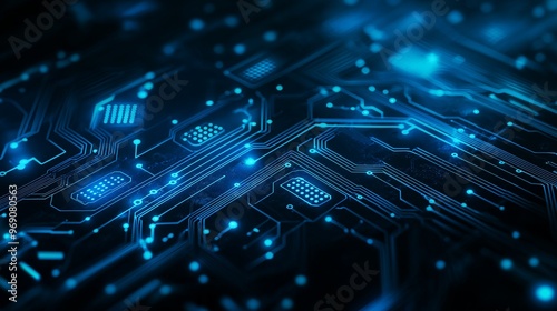 Abstract futuristic blue circuit board design for digital technology