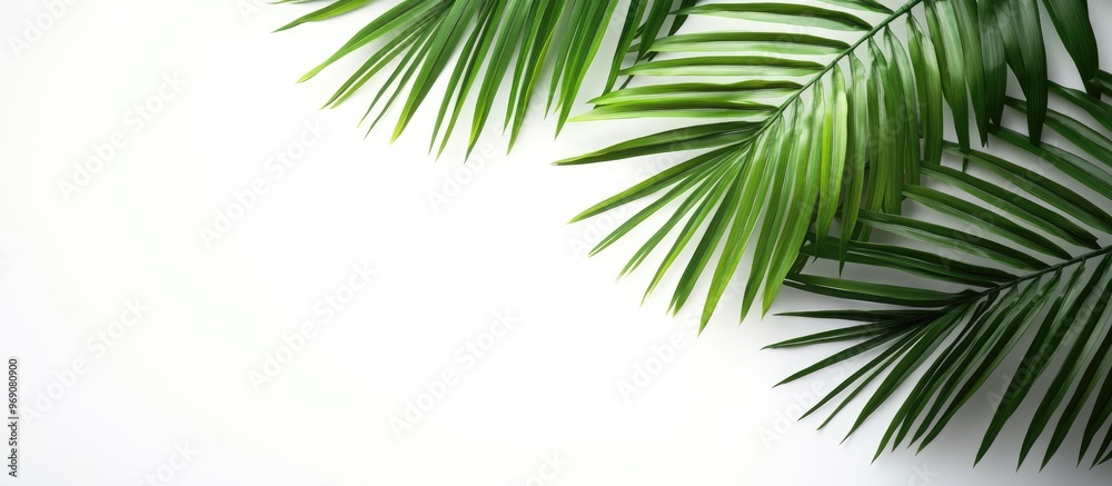 Palm leaves isolated on a white background copyspace for text