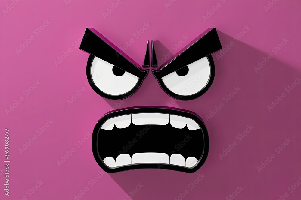 Furious Three-Dimensional Angry Emoticon with Intense Expression Furious Three-Dimensional Angry Emoticon with Intense Expression