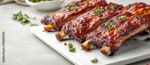 Cooked marinated pork BBQ r...