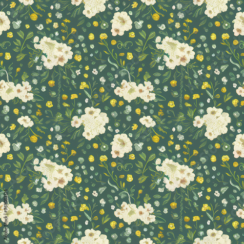 ditsy florals cottage core pattern illustration