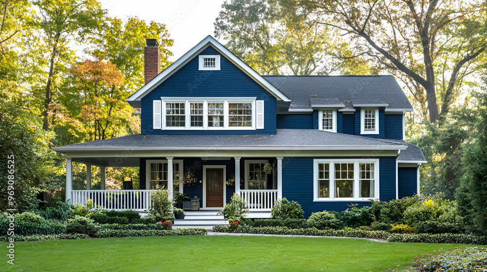 facade of a cape cod style home with a contrasting colored side gable roof,Traditional Suburban Home With A Clear Blue Sky Backdrop facade of a cape cod style home with a contrasting colored side gable roof,Traditional Suburban Home With A Clear Blue Sky Backdrop