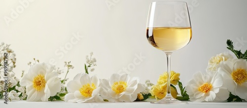 A glass of white wine besid...