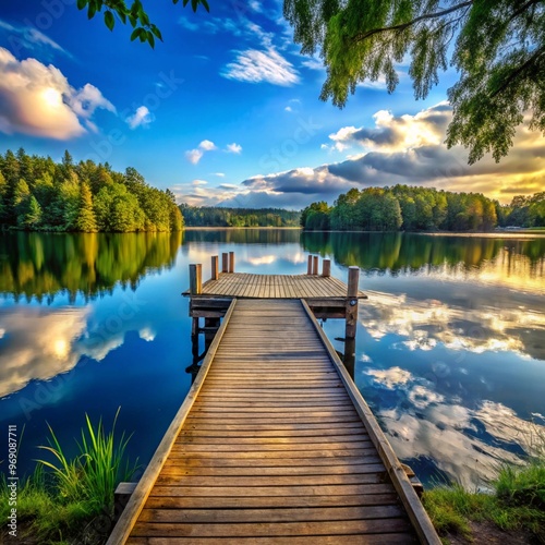 wooden bridge in the lake