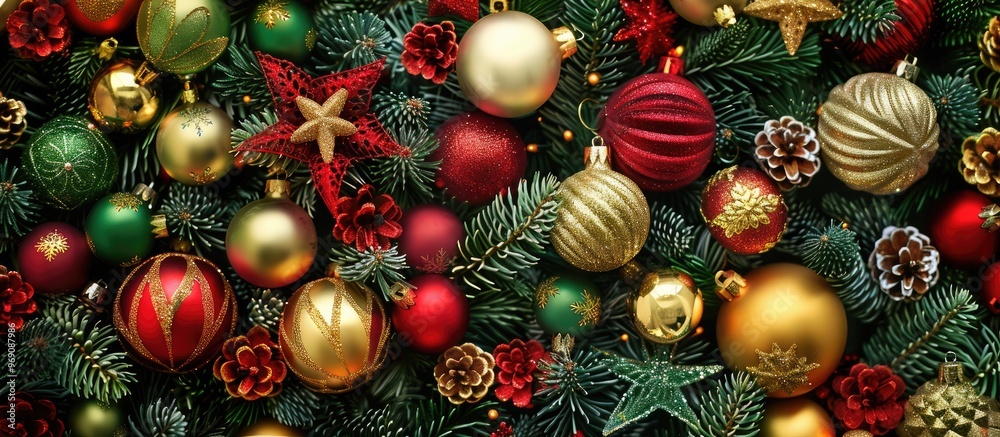 Christmas ornament on the Christmas tree. with copy space image. Place for adding text or design Christmas ornament on the Christmas tree. with copy space image. Place for adding text or design