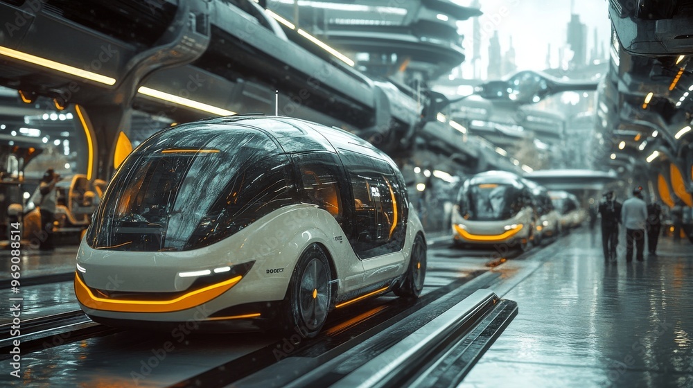 Autonomous AI-powered transport hubs for electric vehicles: AI-driven electric shuttles and cars charging and navigating autonomously at a futuristic transport hub. Autonomous AI-powered transport hubs for electric vehicles: AI-driven electric shuttles and cars charging and navigating autonomously at a futuristic transport hub.
