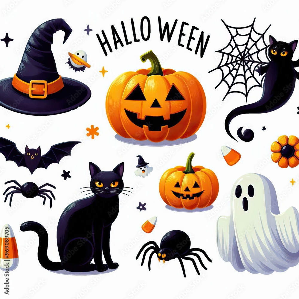 set of halloween elements set of halloween elements