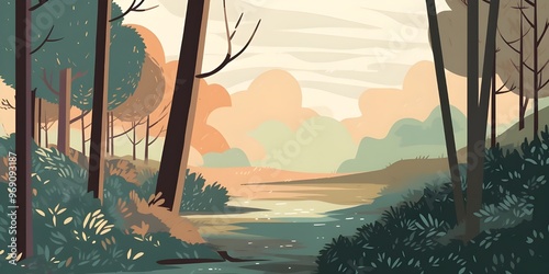 Tranquil Forest Lake at Dawn