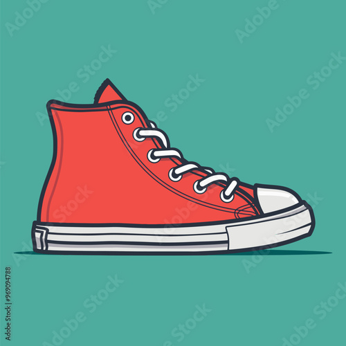 Classic red high-top sneaker vector with a timeless, sleek design