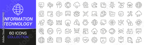 Information technology line icons collection. Thin outline icons pack. UI icon collection. Set of line web pictogram