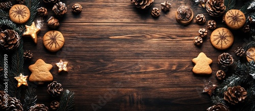 Christmas cookies on a wood...