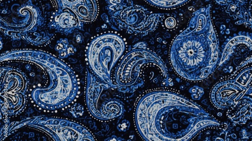 Background texture featuring blue paisley fabric This soft double napped flannel is ideal for quilting apparel and home decor accents with colors including black blue and white photo