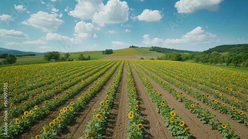 Planted white tulips farmland vegetation agriculture gardening with blue sky