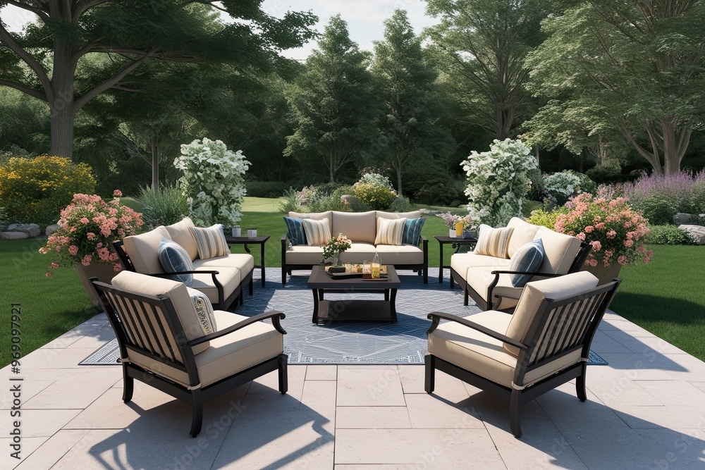 3D Patio Layout for Relaxation and Gatherings in a Charming Outdoor Space 3D Patio Layout for Relaxation and Gatherings in a Charming Outdoor Space