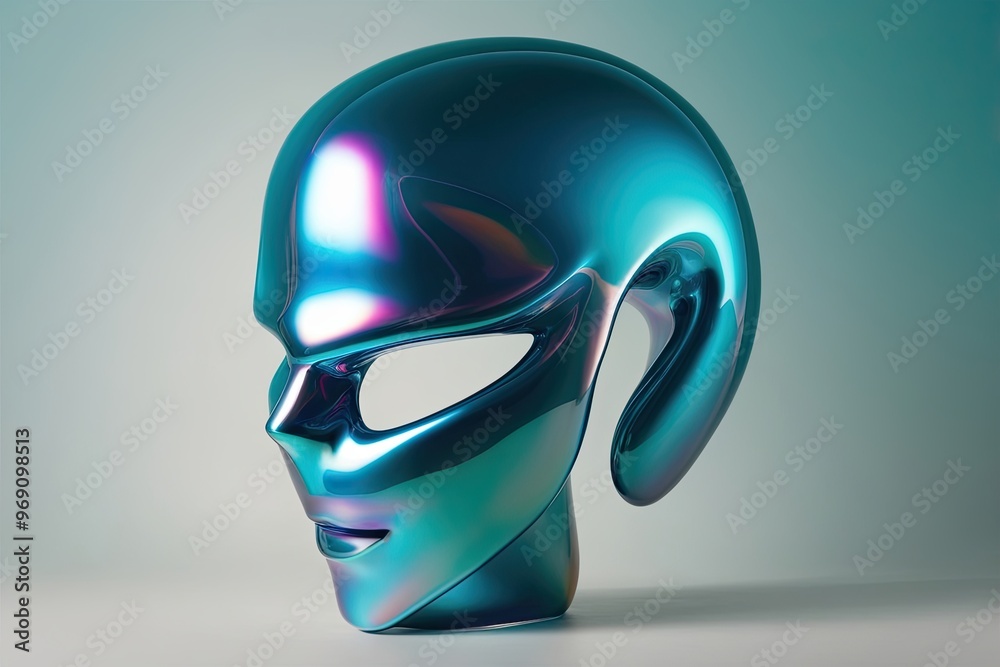 Stunning 3D Fluid Shape with Iridescent Reflection and Teal Gradient Effect Stunning 3D Fluid Shape with Iridescent Reflection and Teal Gradient Effect