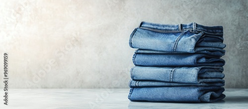 Jeans A stack of blue jeans...
