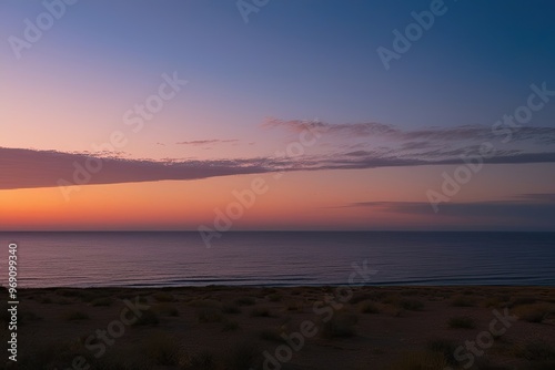 Enchanting Sunset Stretching Across the Ocean with a Plain Backdrop