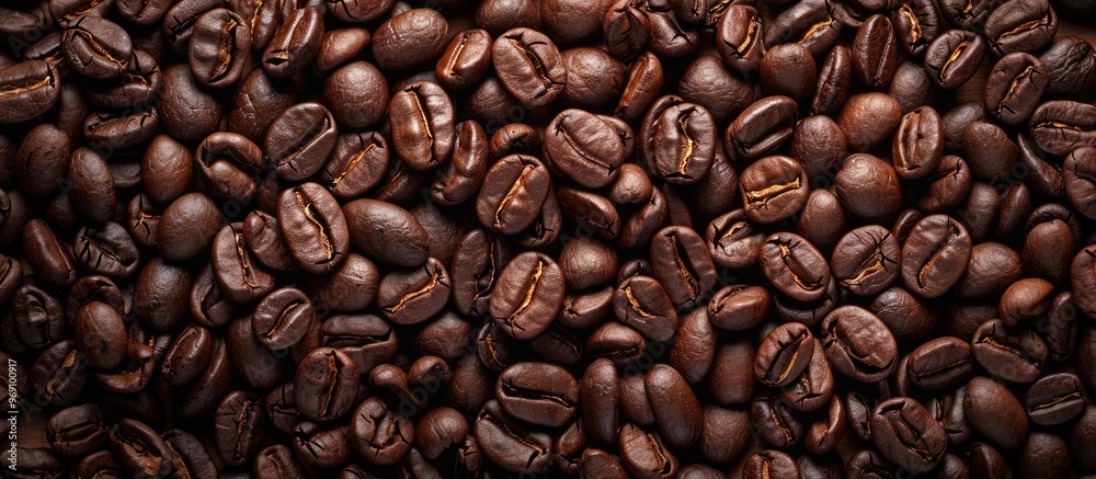 Fototapeta premium Background of roasted coffee beans. with copy space image. Place for adding text or design