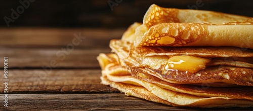 A closeup of a stack of tas...