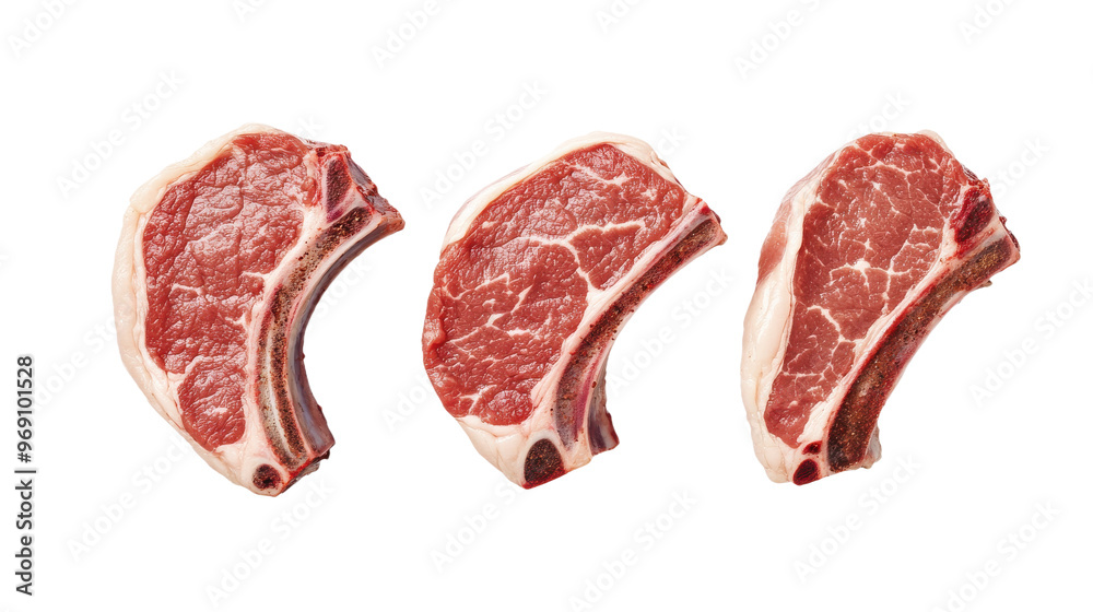 Top view of juicy pork steaks, full-length, isolated on transparent background, perfect for culinary presentations Top view of juicy pork steaks, full-length, isolated on transparent background, perfect for culinary presentations