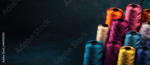 colored threads on spools. ...