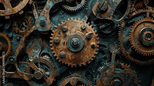 Rusted steampunk clockwork mechanisms