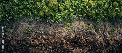 Green field and soil from a...