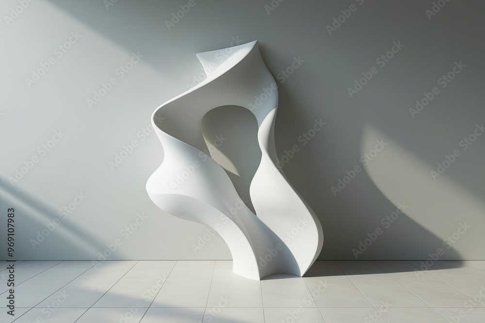 Three Dimensional Abstract Shapes Flowing on a Clean Airy Background Three Dimensional Abstract Shapes Flowing on a Clean Airy Background