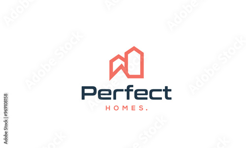 A line art icon logo of a modern house or home / real estate business 