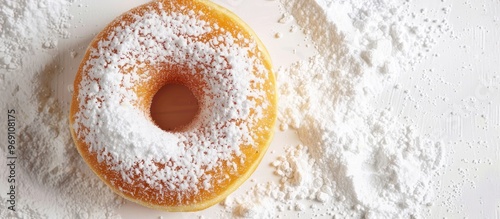 donut and powdered sugar on...