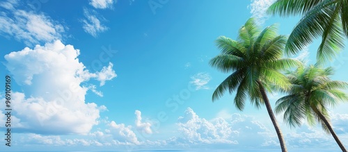 Palm trees set against a bl...