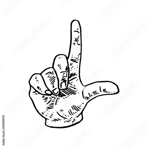 L in ASL - American Sign Language vector illustration