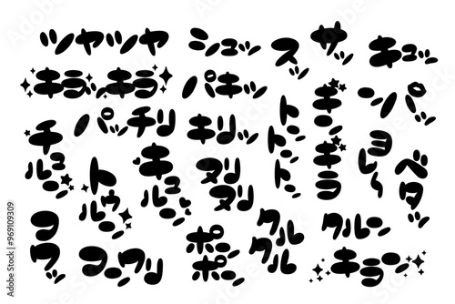 メイク・化粧についてのオノマトペ、擬音語の手書き文字素材セット