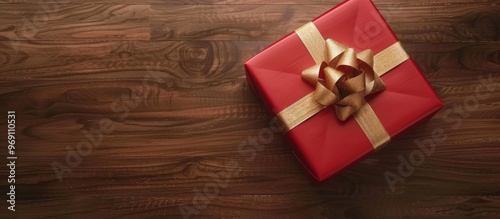 Red gift box with a gold ri...