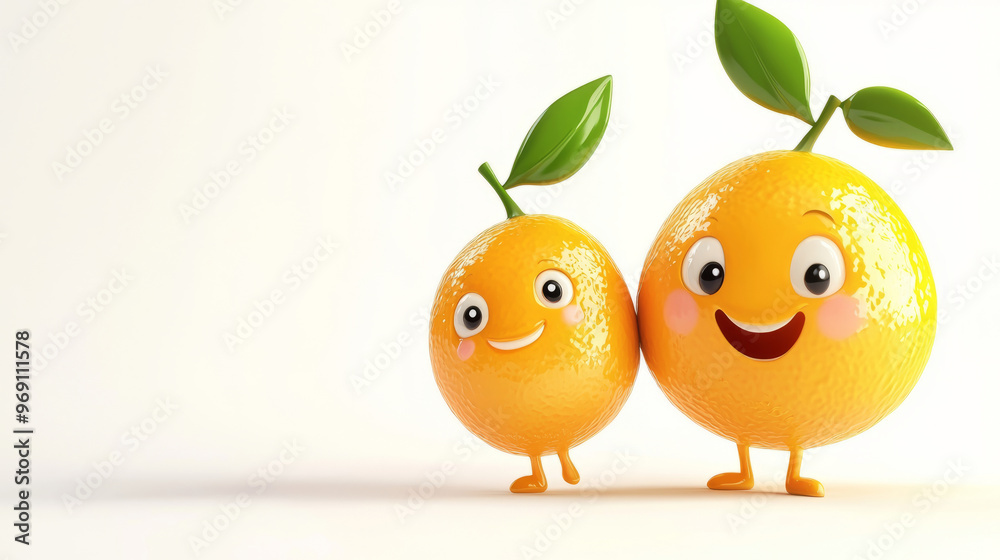 citrus lemon cartoon fruit vegetables isolated on white background citrus lemon cartoon fruit vegetables isolated on white background