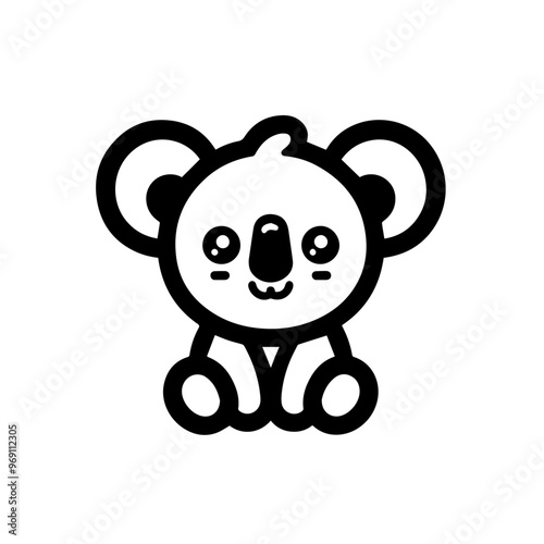 koala icon. Australian Koala simple black line logo vector icon illustration.