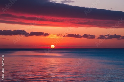 Serene Sunset Reflection on Colorful Waters with Peaceful Horizon View