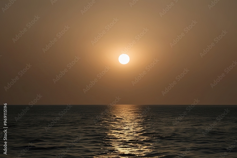 Luminous Sunset Shining Over Undisturbed Waters with a Neutral Background Luminous Sunset Shining Over Undisturbed Waters with a Neutral Background