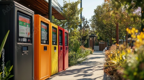 Colorful Recycling Bins.